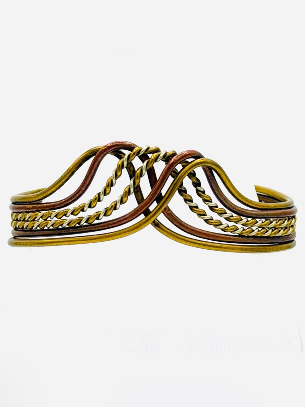 Artesian Tricolor Metal Bracelet Copper Brass Silver Wire Bohemian Boho Gypsy